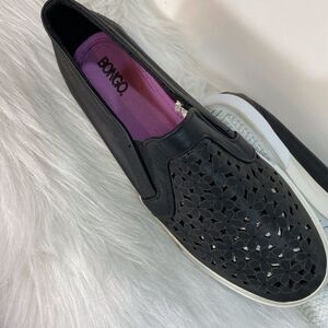 Black Bongo Lasercut Slip On Shoes size 10